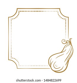 Vector vintage square frame on a white background with autumn pumpkin decoration.