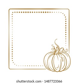 Vector vintage square frame on a white background with autumn pumpkin decoration.