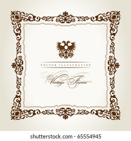 Vector vintage Square frame retro pattern royal old