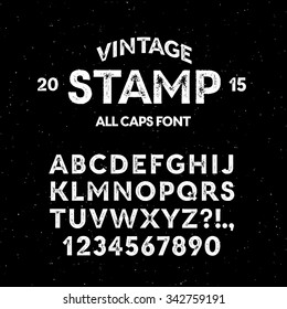 Vector Vintage Stamp All Caps Font. High Quality Design Element.