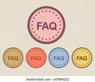 Vector Vintage Sticker Question Mark Icon/Button
