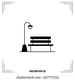 Vector Vintage Street Lantern and Bench