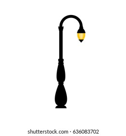 Vector vintage streetlight on white background. Outdoor retro lamp.