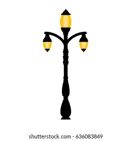 Vector vintage streetlight on white background. Outdoor retro lamp.