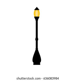 Vector vintage streetlight on white background. Outdoor retro lamp.