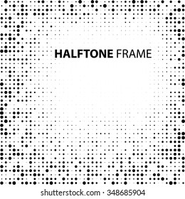 Vector Vintage Stroke Dirty Overlay Distress Border Frame. Rectangle in Grungy Style for your Design . Halftone Dots Overlay Texture .