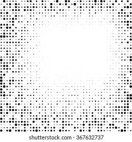Vector Vintage Stroke Dirty Overlay Distress Border Frame. Rectangle in Grungy Style for your Design . Halftone Dots Overlay Texture .