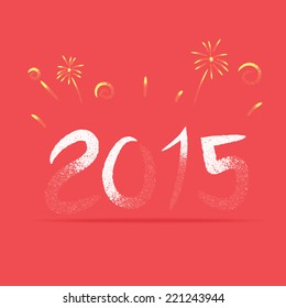 Vector : Vintage style of  2015 Number with fire work, Happy New Year