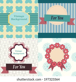 Vector vintage style Background of labels and retro cards 