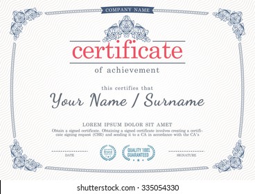 Vector vintage style certificate template.