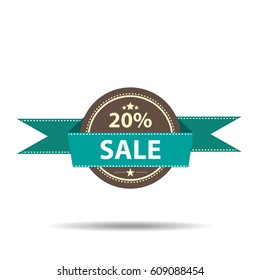 Vector vintage style discount in the form of circle on white background.
