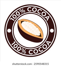 Vector vintage style labels with 100 % Cocoa, Premium chocolate. Cocoa bean icons for food packaging