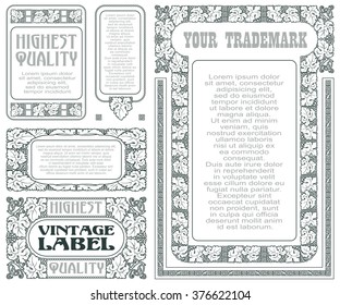 Vector vintage style labels with grapes for decoration and design.
