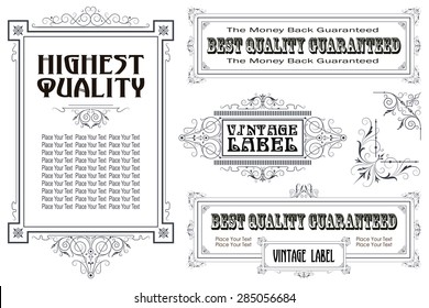 Vector vintage style labels and tags on different versions for decoration and design
