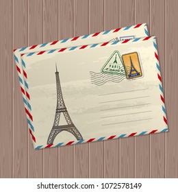 Vector vintage style letters with eiffel tower