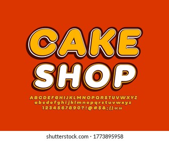 Image vectorielle logo vintage Boutique de gâteaux avec police 3D. Ensemble de lettres, de chiffres et de symboles alphabétiques rétro