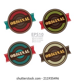 Vector : Vintage Style Original Icon, Badge, Sticker or Label Isolated on White Background 