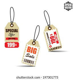 Vector : Vintage Style Sale Tags Design  For Promotional Sale Present By "Special Offer, Big Sale, Special Discount" Isolated On White Background.