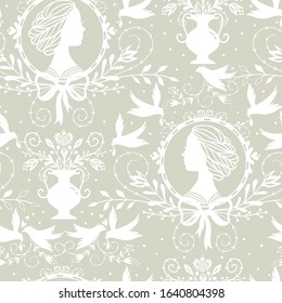 vector vintage style seamless pattern. silhouette drawing for backgrounds