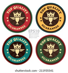 Vector : Vintage Style Top Quality Guarantee Icon, Badge, Sticker or Label Isolated on White Background 