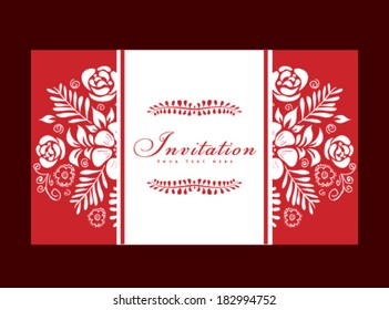 Vector vintage styled card with floral ornament background.