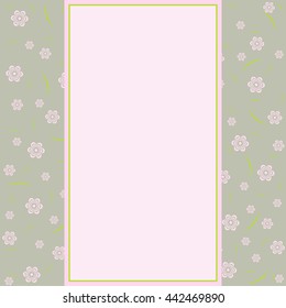 Vector vintage styled card with floral ornament background.