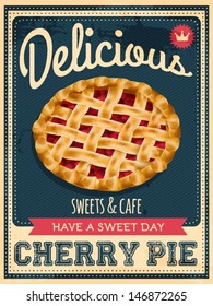 vector vintage styled cherry pie poster