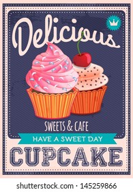 Vector Vintage Styled Cupcakes Poster