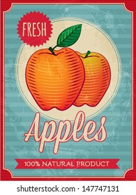 vector vintage styled fresh apples poster