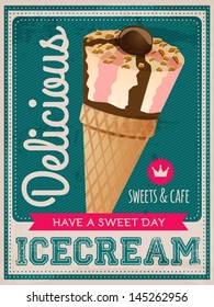 vector vintage styled ice cream poster