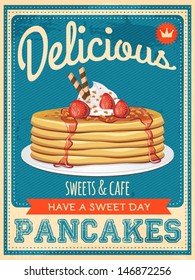 vector vintage styled pancakes poster