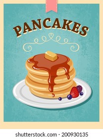 vector vintage styled pancakes poster