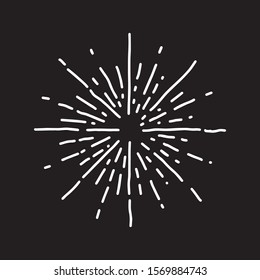 Vector - Vintage Sun rays isolated on background. Modern simple flat fireworks sign. Business, internet concept. Trendy Simple vector starburst symbol for website design, button