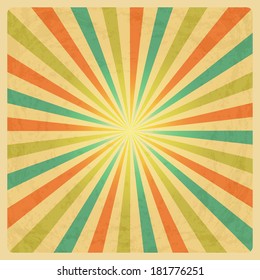 Vector Vintage Sunburst Background with Grunge Texture