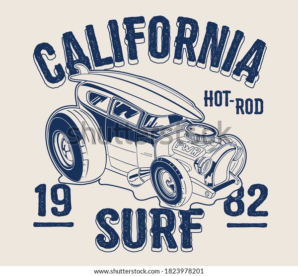 vector\
vintage surf car illustration for t shirt\
print