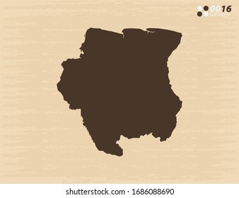Vector vintage de Surinam mapeo sobre viejos antecedentes de papel.