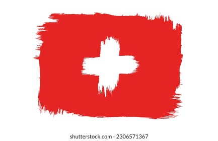 Bandera suiza vectorial. Bandera suiza de estilo grunge. Bandera de Suiza
