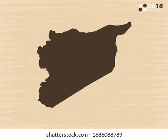 Vector vintage of Syria map on old paper background.