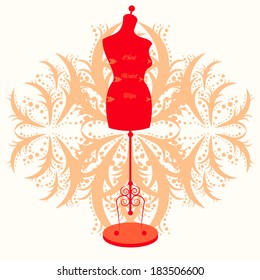 vector vintage tailor's dummy for female body