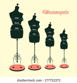 vector vintage tailor's mannequin for female body