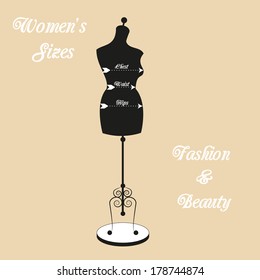 vector vintage tailor's mannequin for female body