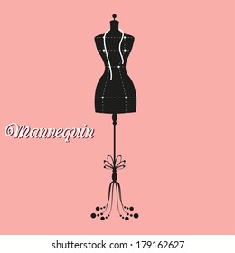 vector vintage tailor's mannequin for female body