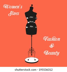 vector vintage tailor's mannequin for female body