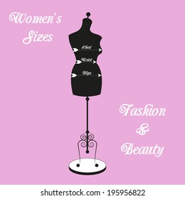 vector vintage tailor's mannequin for female body