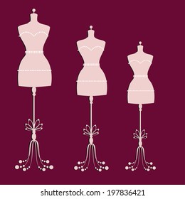 vector vintage tailor's mannequin for female body