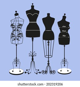 vector vintage tailor's mannequin for female body