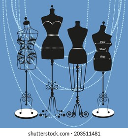 vector vintage tailor's mannequin for female body