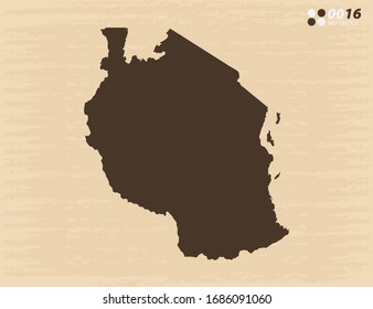 Vector vintage of Tanzania map on old paper background.