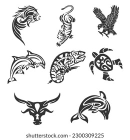 Vector vintage tattoos composed of angry