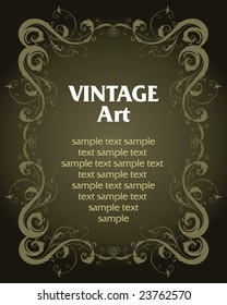 vector vintage template frame In flower style